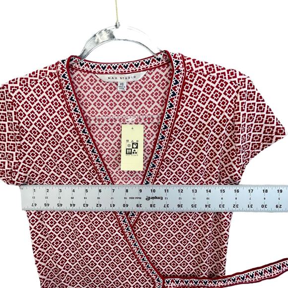 Max Studio Women Dress Size XS Geometric Red - Picture 10 of 14